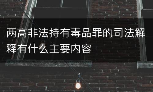两高非法持有毒品罪的司法解释有什么主要内容