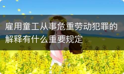 雇用童工从事危重劳动犯罪的解释有什么重要规定