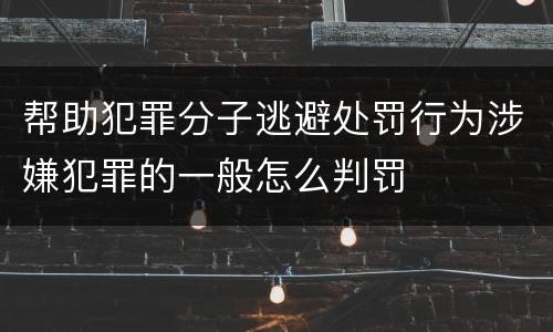 帮助犯罪分子逃避处罚行为涉嫌犯罪的一般怎么判罚