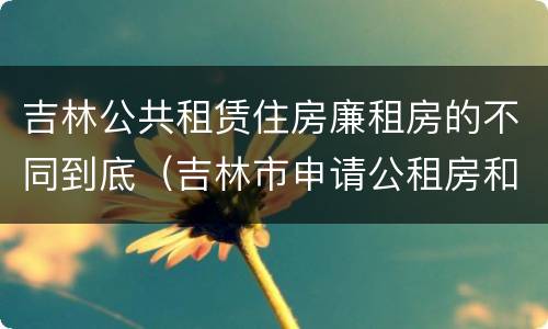 吉林公共租赁住房廉租房的不同到底（吉林市申请公租房和廉租房的条件）