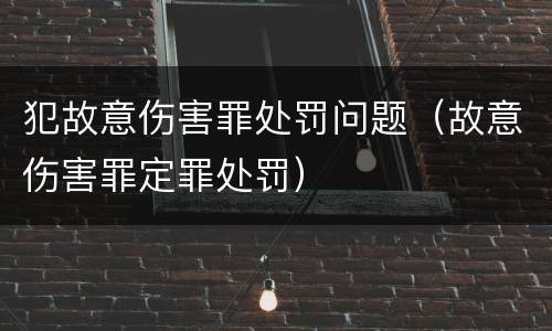 犯故意伤害罪处罚问题（故意伤害罪定罪处罚）
