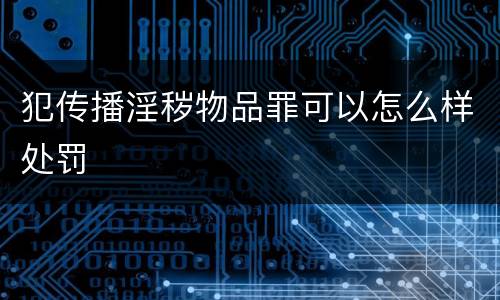 犯传播淫秽物品罪可以怎么样处罚