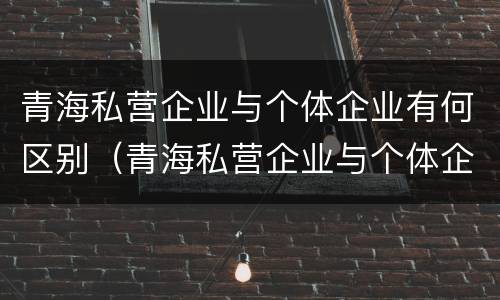 青海私营企业与个体企业有何区别（青海私营企业与个体企业有何区别和联系）