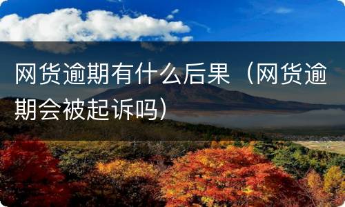 网货逾期有什么后果（网货逾期会被起诉吗）