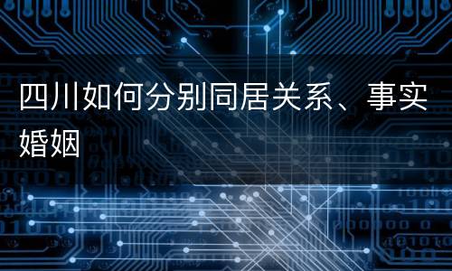 四川如何分别同居关系、事实婚姻
