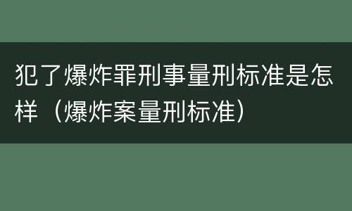 犯了爆炸罪刑事量刑标准是怎样（爆炸案量刑标准）