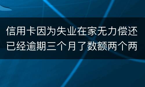 信用卡因为失业在家无力偿还已经逾期三个月了数额两个两千一个六千一个九千后果会怎样