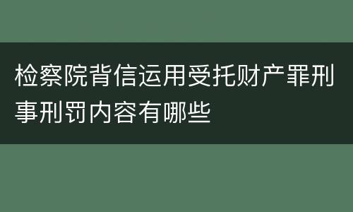 检察院背信运用受托财产罪刑事刑罚内容有哪些
