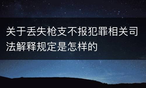 关于丢失枪支不报犯罪相关司法解释规定是怎样的