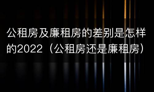 公租房及廉租房的差别是怎样的2022（公租房还是廉租房）