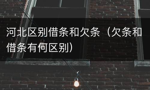 河北区别借条和欠条（欠条和借条有何区别）