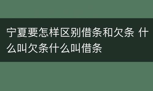 宁夏要怎样区别借条和欠条 什么叫欠条什么叫借条