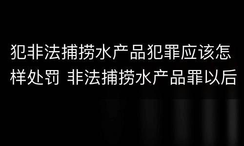 犯非法捕捞水产品犯罪应该怎样处罚 非法捕捞水产品罪以后有什么