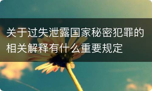 关于过失泄露国家秘密犯罪的相关解释有什么重要规定