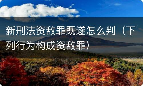 新刑法资敌罪既遂怎么判（下列行为构成资敌罪）