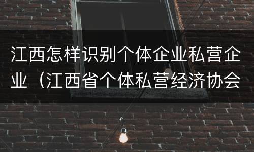 江西怎样识别个体企业私营企业（江西省个体私营经济协会）