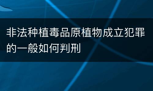 非法种植毒品原植物成立犯罪的一般如何判刑