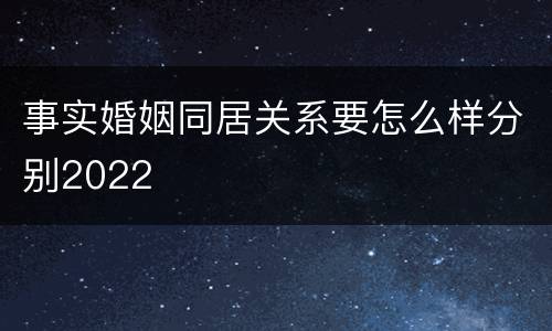 事实婚姻同居关系要怎么样分别2022