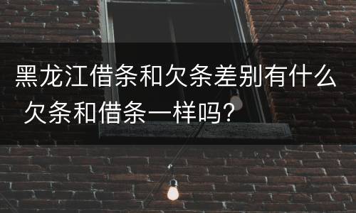 黑龙江借条和欠条差别有什么 欠条和借条一样吗?