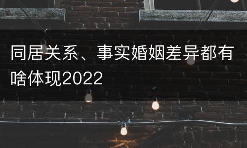 同居关系、事实婚姻差异都有啥体现2022