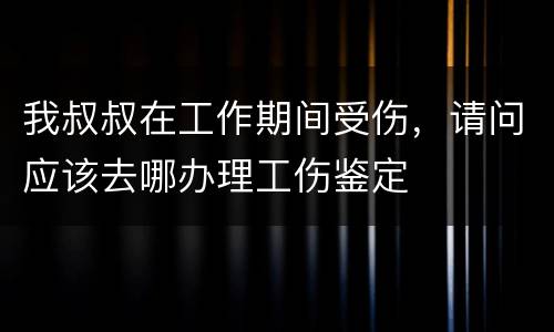 我叔叔在工作期间受伤，请问应该去哪办理工伤鉴定