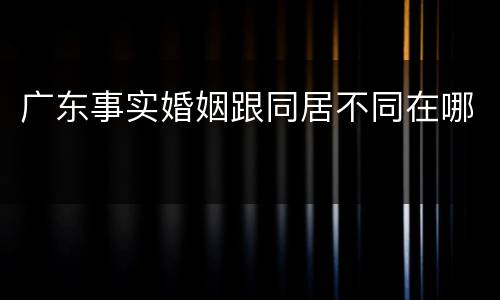 广东事实婚姻跟同居不同在哪