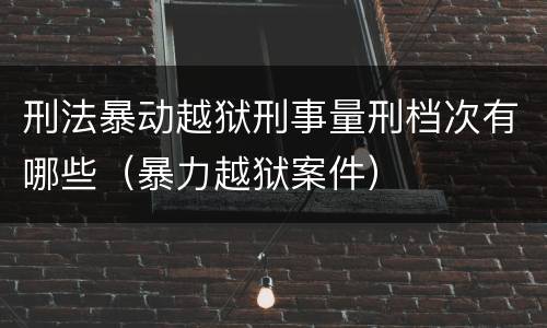 刑法暴动越狱刑事量刑档次有哪些（暴力越狱案件）