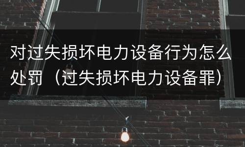对过失损坏电力设备行为怎么处罚（过失损坏电力设备罪）