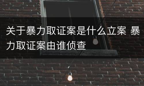 关于暴力取证案是什么立案 暴力取证案由谁侦查