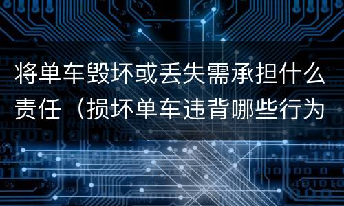 将单车毁坏或丢失需承担什么责任（损坏单车违背哪些行为规范）