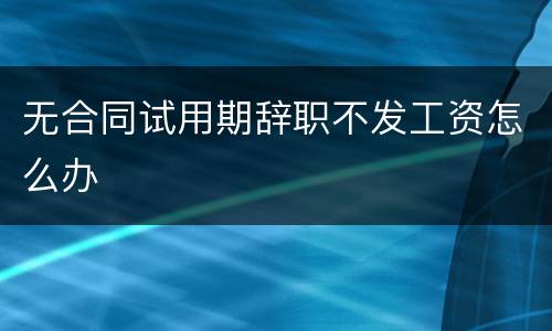 无合同试用期辞职不发工资怎么办