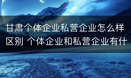 甘肃个体企业私营企业怎么样区别 个体企业和私营企业有什么区别