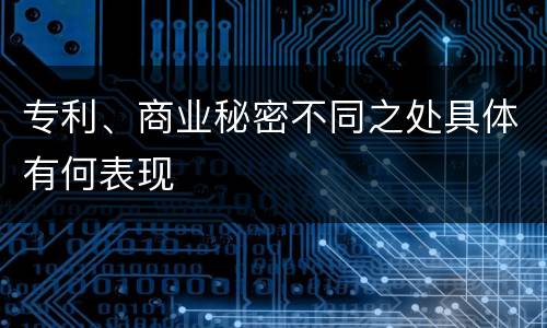 专利、商业秘密不同之处具体有何表现