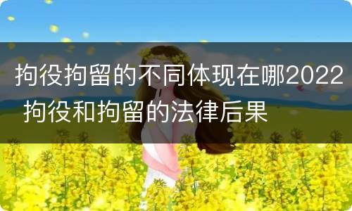 拘役拘留的不同体现在哪2022 拘役和拘留的法律后果