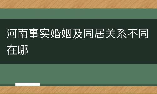 河南事实婚姻及同居关系不同在哪
