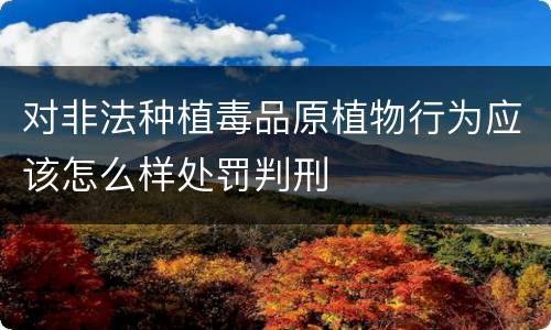 对非法种植毒品原植物行为应该怎么样处罚判刑