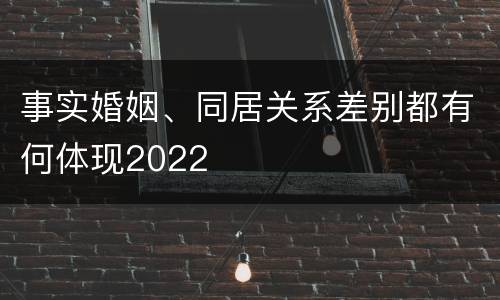 事实婚姻、同居关系差别都有何体现2022