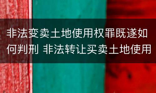非法变卖土地使用权罪既遂如何判刑 非法转让买卖土地使用权案例