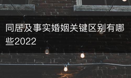 同居及事实婚姻关键区别有哪些2022