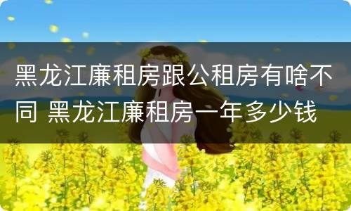 黑龙江廉租房跟公租房有啥不同 黑龙江廉租房一年多少钱