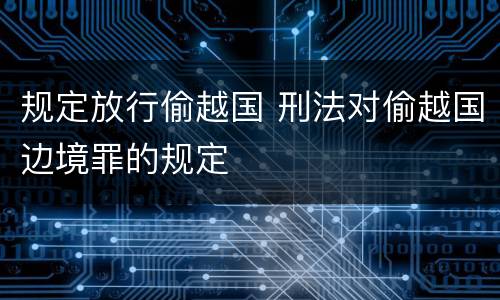 规定放行偷越国 刑法对偷越国边境罪的规定