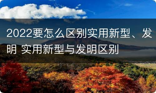 2022要怎么区别实用新型、发明 实用新型与发明区别