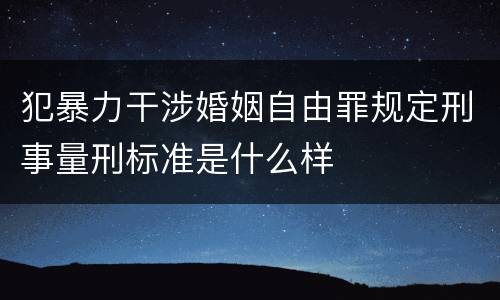 犯暴力干涉婚姻自由罪规定刑事量刑标准是什么样