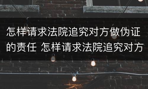怎样请求法院追究对方做伪证的责任 怎样请求法院追究对方做伪证的责任呢