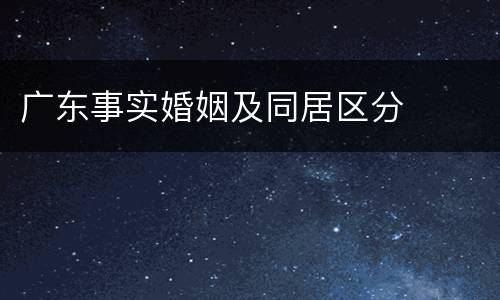 广东事实婚姻及同居区分