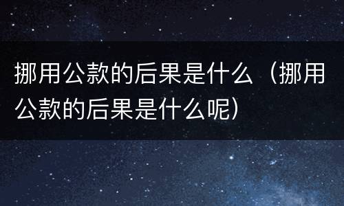 挪用公款的后果是什么（挪用公款的后果是什么呢）