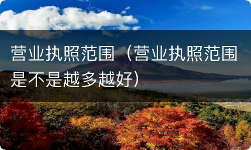 营业执照范围（营业执照范围是不是越多越好）