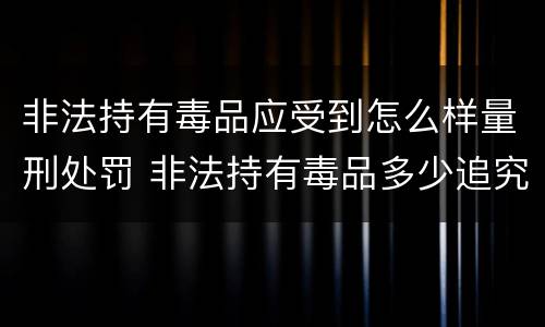 非法持有毒品应受到怎么样量刑处罚 非法持有毒品多少追究刑事责任