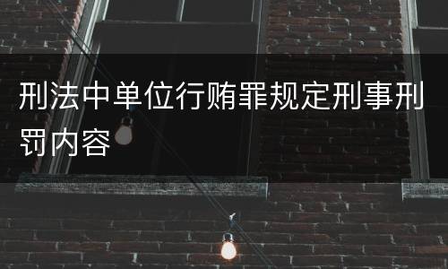 刑法中单位行贿罪规定刑事刑罚内容