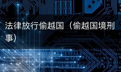 法律放行偷越国（偷越国境刑事）